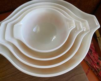 Vintage Pyrex RARE!! 1965 Butterprint Amish Pumpkin Orange Cinderella (4) Bowls