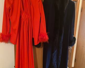 Vintage Red Gown with Jacket Faux Red Fur Cuffs