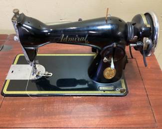 ANTIQUE ADMIRAL SEWING MACHINE w CABINET