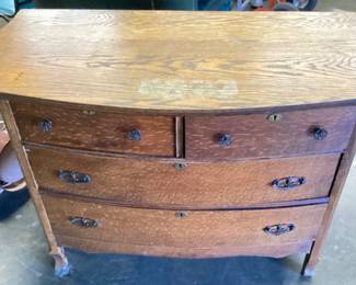 ANTIQUE OAK CURVED FRONT DRESSER