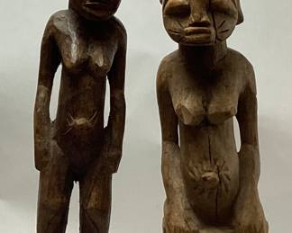 (2) WOOD CARVED AFRICAN TRIBAL SCULPTURES