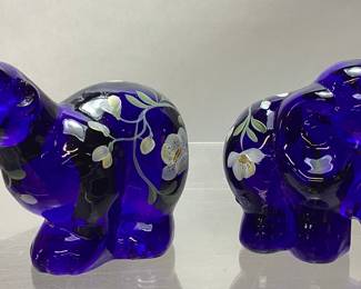 FENTON COBALT BLUE POLAR BEAR & ELEPHANT FIGURINES