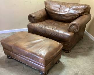 ASHLEY FURNITURE PLUSH LEATHER CHAISE LOUNGE