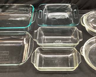 ASSORTED PYREX & ANCHOR HOCKING GLASS BAKING DISHES