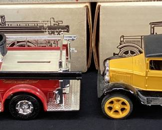 (2) ERTL DIE CAST METAL BANKS, 1926 SEAGRAVE FIRE TRUCK, 1931 HAWKEYE WRECKER