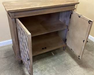 SOLID WOOD MIRRORED, DISTRESSED ACCENT CABINET,