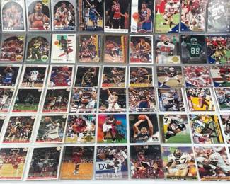 Collection of Basketball and Football Sports Trading Cards, 87 Total