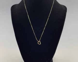 14K Yellow Gold Open Heart Pendant Necklace