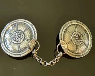 1950s Sterling Silver Menorah Talith Clips
