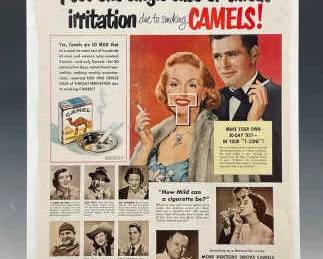 LOOK Magazine 1949 Camels Ad with J.R. Oppenheimer and Marilyn Monroe