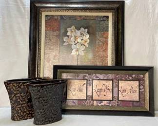 Canvas Art Print, Wall Plaque and Embossed Floral Vases