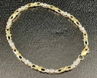 10K Yellow Gold Diamond Bracelet, Vintage