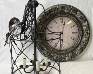 Seneca Bronze Pendant Light and Edinburgh Clock Co. Wall Clock