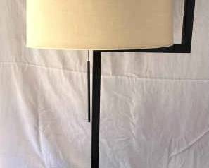 Black Metal Dual Light Table Lamp with Ivory Shade