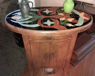 Amazing wood and tile top cabinet