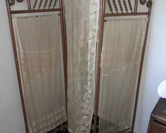 Antique wood and sheer room divider