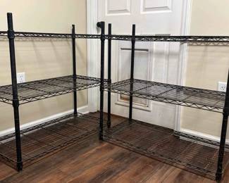 Two Black Metal Shelves