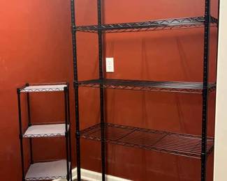 Black Metal Shelves Small Shelves Have Plastic Covers