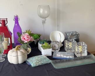Shannon Crystal Clock, Candles, Fake Plants More Decor