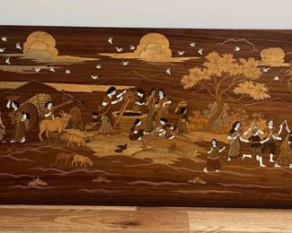 Indian Marquetry Wood Panel