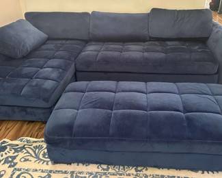Blue Lounge Sofa with Ottoman
