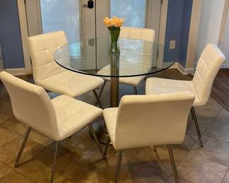 Glass Kitchen Table And Five Chairs