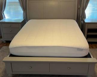 Gray AspenHome Bed with 2 Nightstands