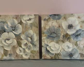 Set Of BlueWhite Flowers Wall Hangings