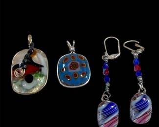 Handmade Glass Pendants and Earrings