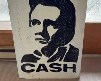 Block Print John Cash on Metal