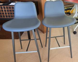 Italian Blue Leather Bar Stools from Kasala-Seattle