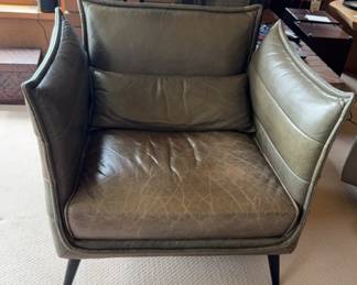 White Feathers Intl Green Leather Club Chair #1