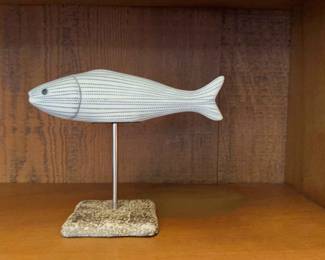 White Fish w/Stripes on Stand