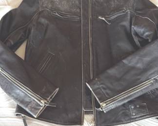 DIESEL LIIKO Cafe Racer Leather Jacket SZ XL
