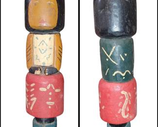 Wood carved Indian girl doll from one piece of spool