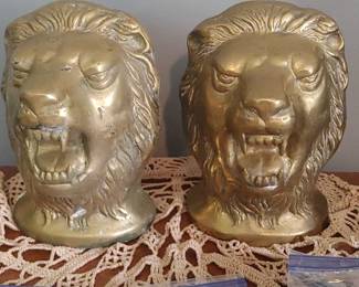 Fantastic solid brass lion bookends