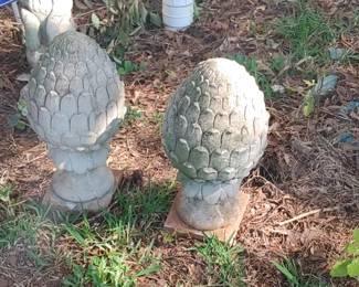 Pair of pineapple concrete statues