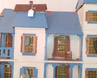 Beautiful old blue and white Victorian dollhouse