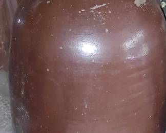 primitive brown glaze stoneware beehive molasses jug, likely handmade and intended for farm use