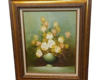 Vintage A. Julia ( Ann Julia Rant) German Artist
Still Life Floral Original Signed Oil Painting
24x28
Please see other pictures. The roses are beautiful peach pink and white color
