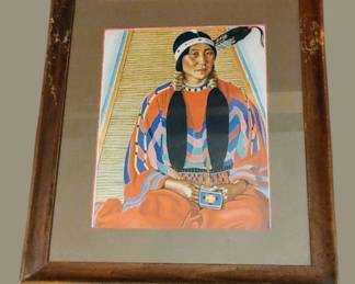 ONLY CHILD Lithograph from a series of Native American of paintings by F. Winold Reiss called Blackfeet Indians of Glacier National Park.
