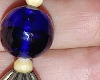 Cobalt hand blinds beads silver and wood