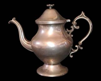 Solid copper antique coffee pot layered in sterling silver
