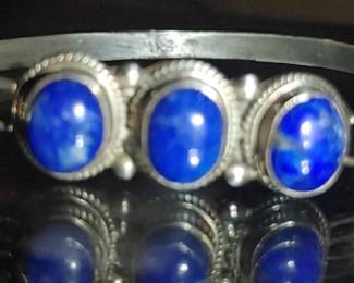 Beautiful antique sterling silver lapis lazula bracelet