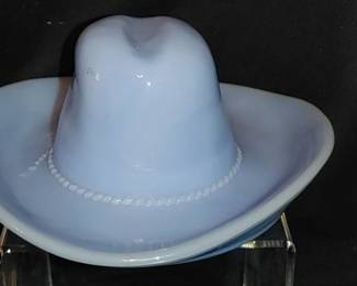 Jeanette class delphite blue cowboy hat ashtray