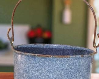 Beautiful blueish gray Granite wear enamel Berry bucket