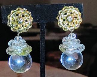 1980s crystal ball earrings clip-on