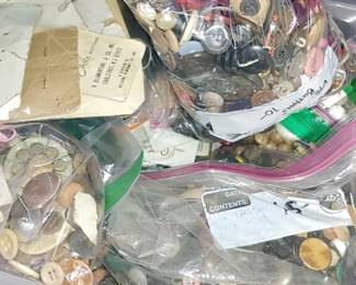 Vintage buttons and crafting material upstairs