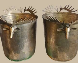 Brass hand hammered champagne buckets