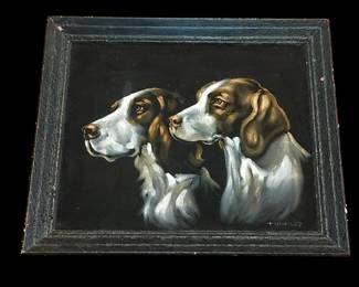 Fantastic vintage artist sign spaniel picture
